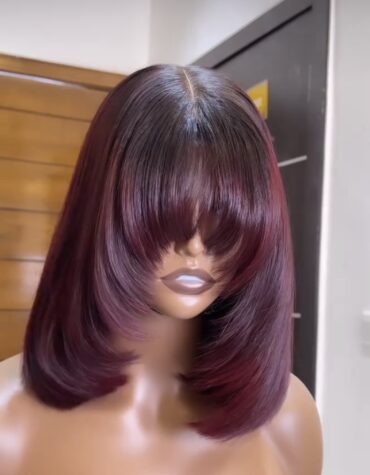 12inches 200g closure fringe Trimmed layered custom colored wig