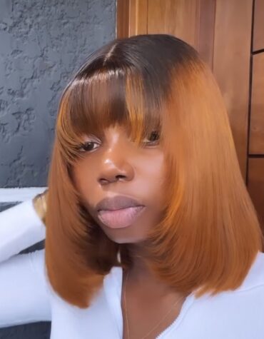 12 inches 200g closure fringe layered custom colored wig