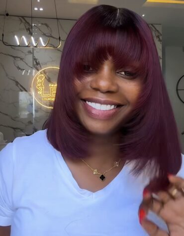 12inches 200g closure fringe layered wig
