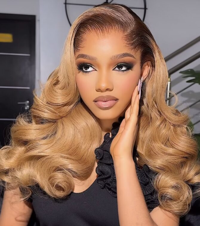 24inches 300g layered 13*6hd blonde wig