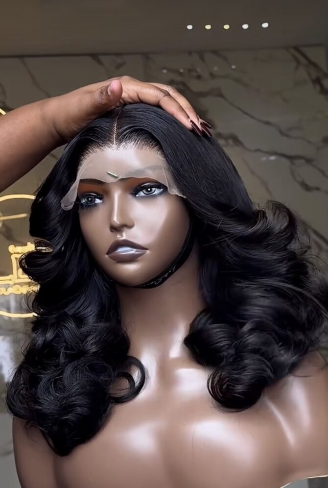 16inches 300g layered 5*5swiss closure wig