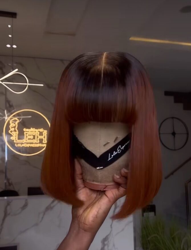 12inches 200g closure fringe custom colored wig