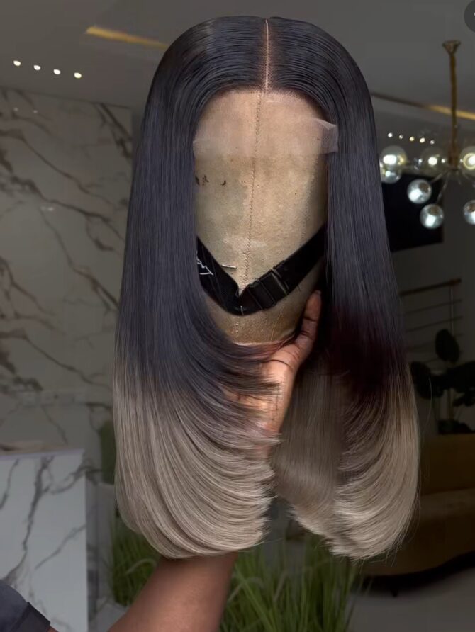 18inches 300g 2*6 closure custom colored wig trimmed layered