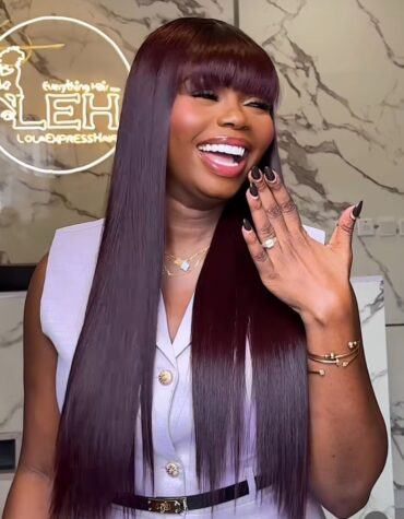 24inches 300g 2*6 closure fringe custom colored wig