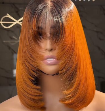 12inches 200g layered fringe 2*6 closure custom colored wig