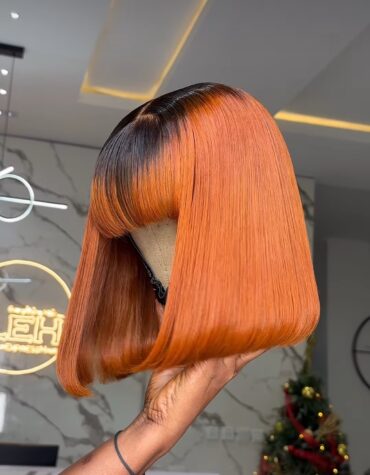 12inches 200g closure fringe custom colored wig