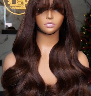 24inches 300g 5*5 closure fringe custom colored wig