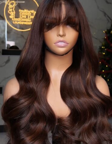 24inches 300g 5*5 closure fringe custom colored wig