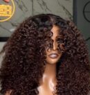 16inches 200g 5*5hd closure Pixie Curls - Full Brown
